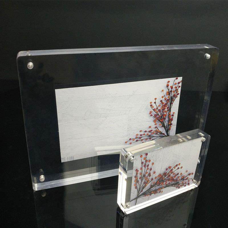 现货高档8寸双面亚克力相框台签A5水晶摆台透明磁性台卡桌牌影楼