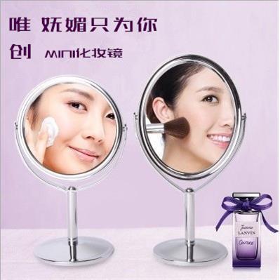 厂家直销金属小号镜子台式镜子双面化妆镜梳妆镜1:2放大