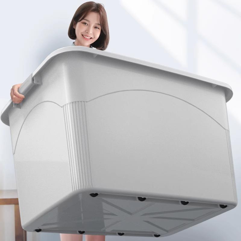 收纳箱塑料带盖衣服收纳 零食杂物收纳盒 大号车载防尘储物箱