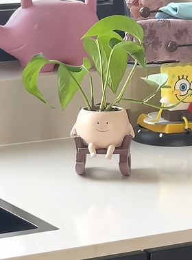 笑脸陶瓷摇摇花盆治愈系解压