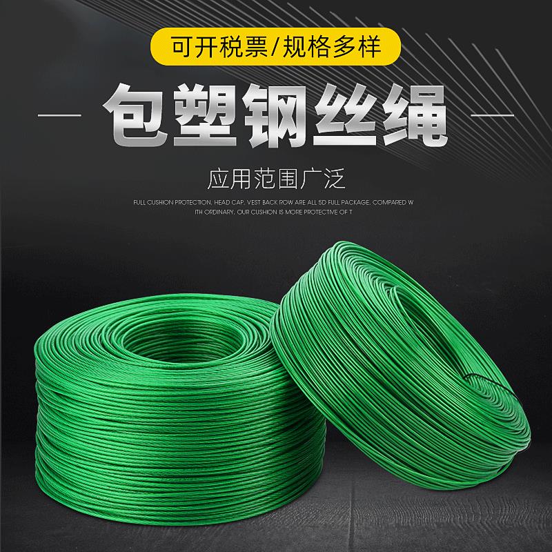 绿皮包塑钢丝绳 涂塑钢丝绳带皮PVC钢丝绳包胶晾衣绳
