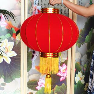新年春节款灯笼植绒喜庆挂大门红灯笼布黄穗街道