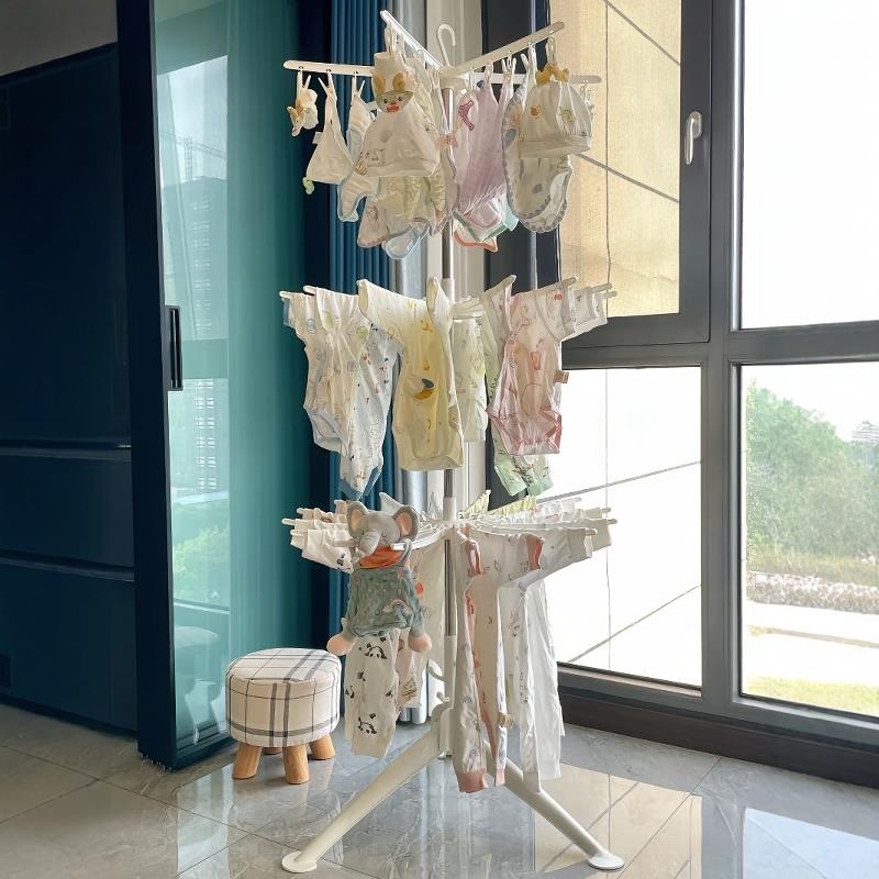 婴儿童装架晾衣架多功能落地折叠不锈钢家用新生儿儿童小孩衣架