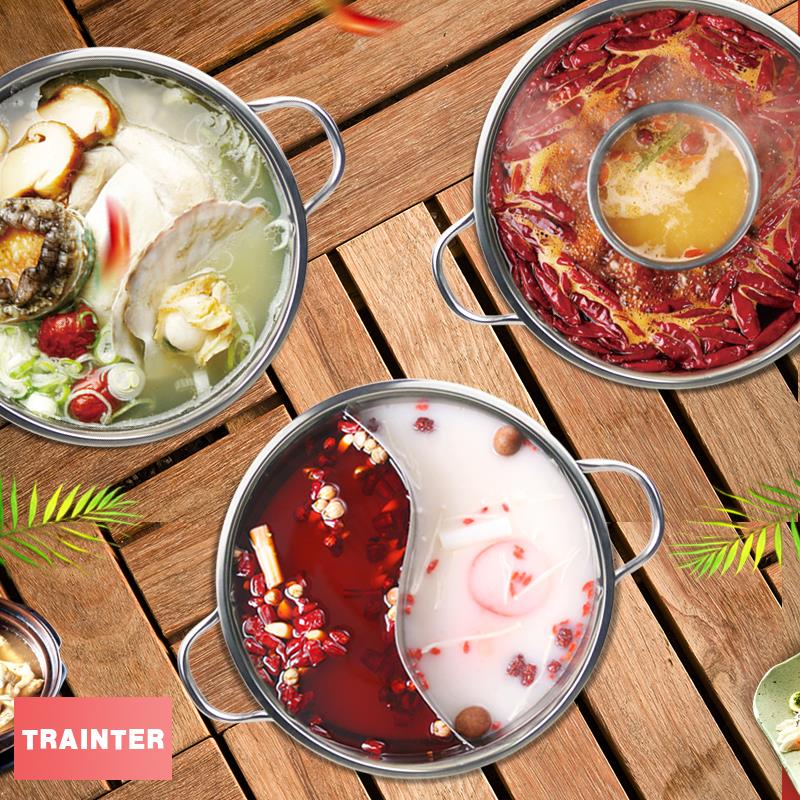 【双味鸳鸯锅】不挑炉具不锈钢双味鸳鸯火锅清汤锅涮煮肥牛家用锅