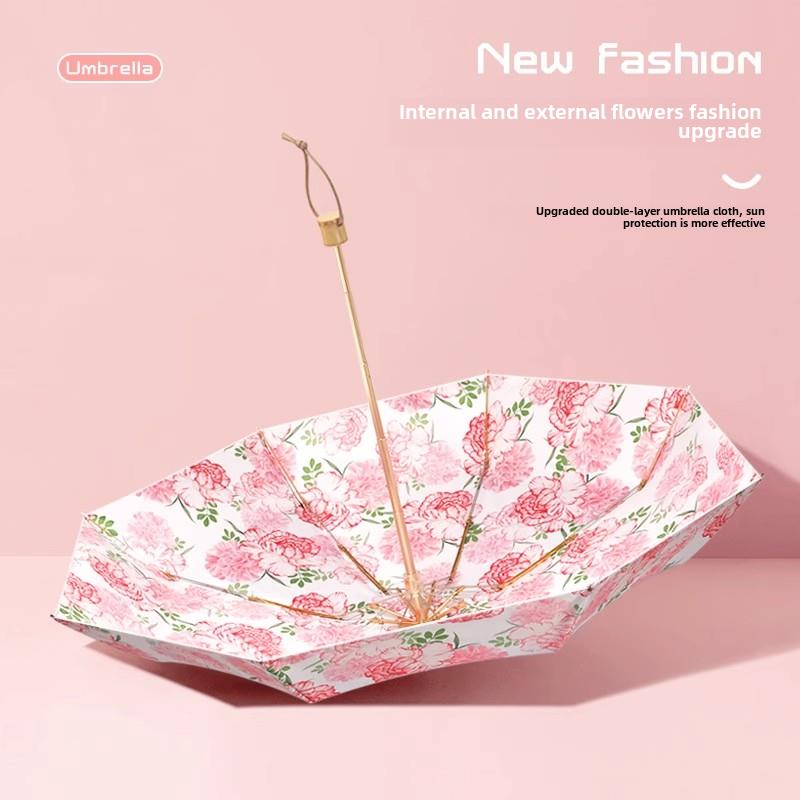 法国高颜值双层花朵遮阳伞女防晒防紫外线小巧便携太阳伞晴雨两用