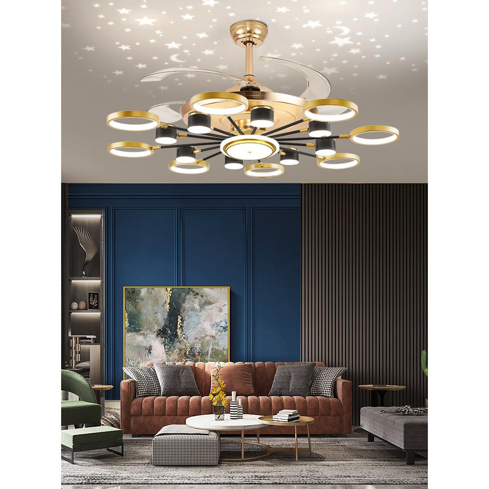客厅风扇吊灯无形强风变频寂静星空餐厅吊扇灯集成卧室斯堪的纳维