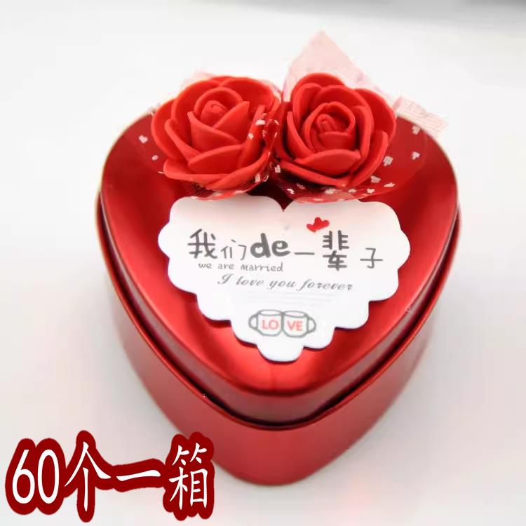 新款欧式喜糖盒子创意玫瑰花婚礼用品中国风马口铁空盒结婚糖果盒