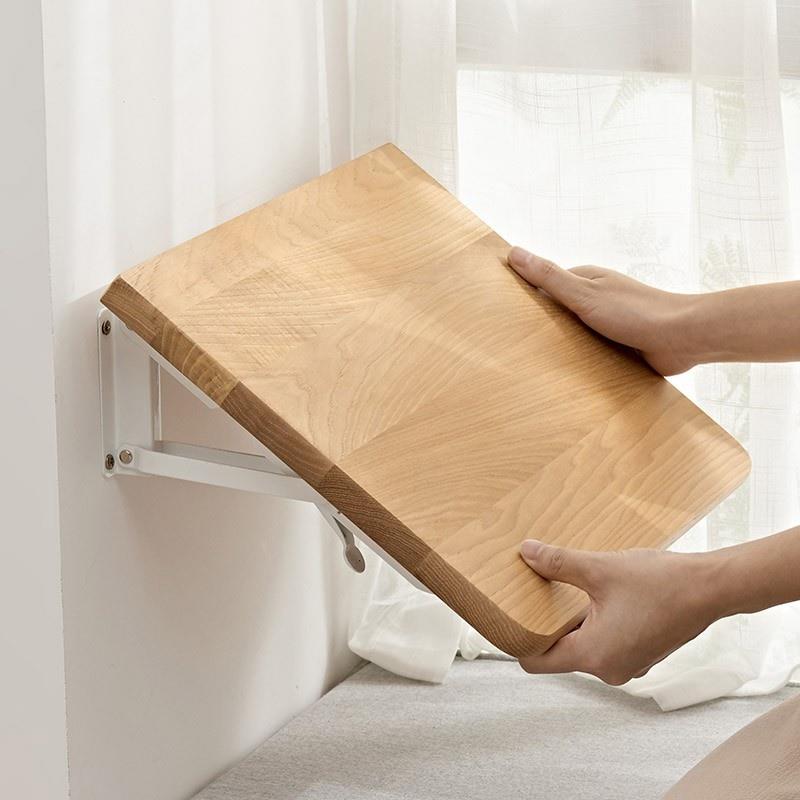 凸窗折叠桌实木桌墙储物架简易桌吧餐桌墙挂松木单字架