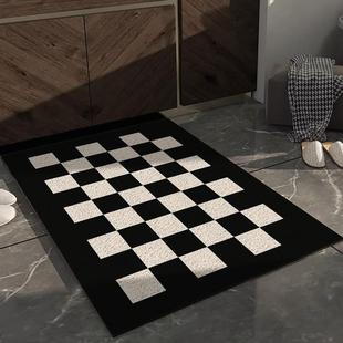 棋盘格入户地垫进门门口脚垫家用大门门垫子除尘丝圈耐脏玄关地毯