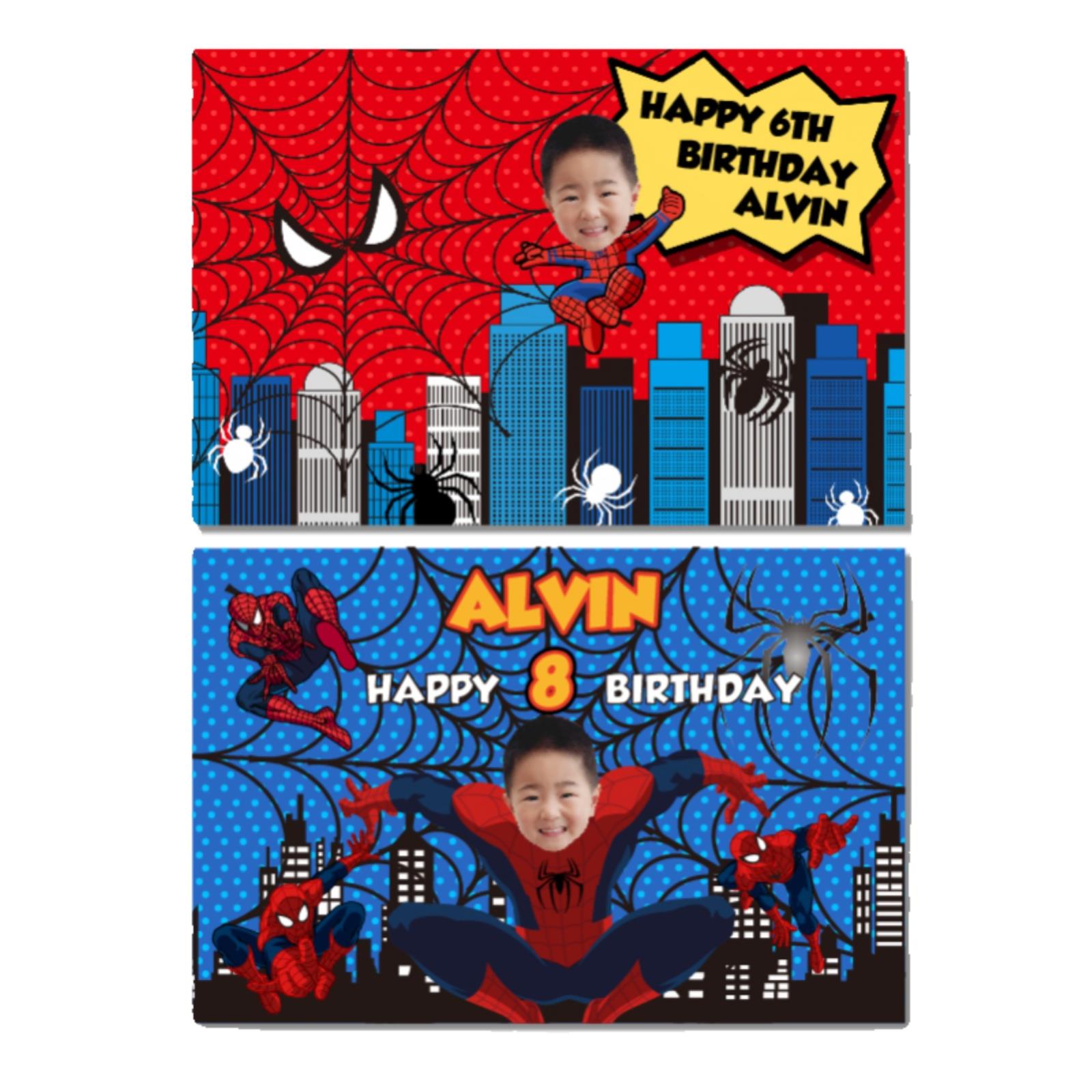 蜘蛛侠蜘蛛侠男孩儿童生日派对装饰背景布Kt板站立板自定义头像