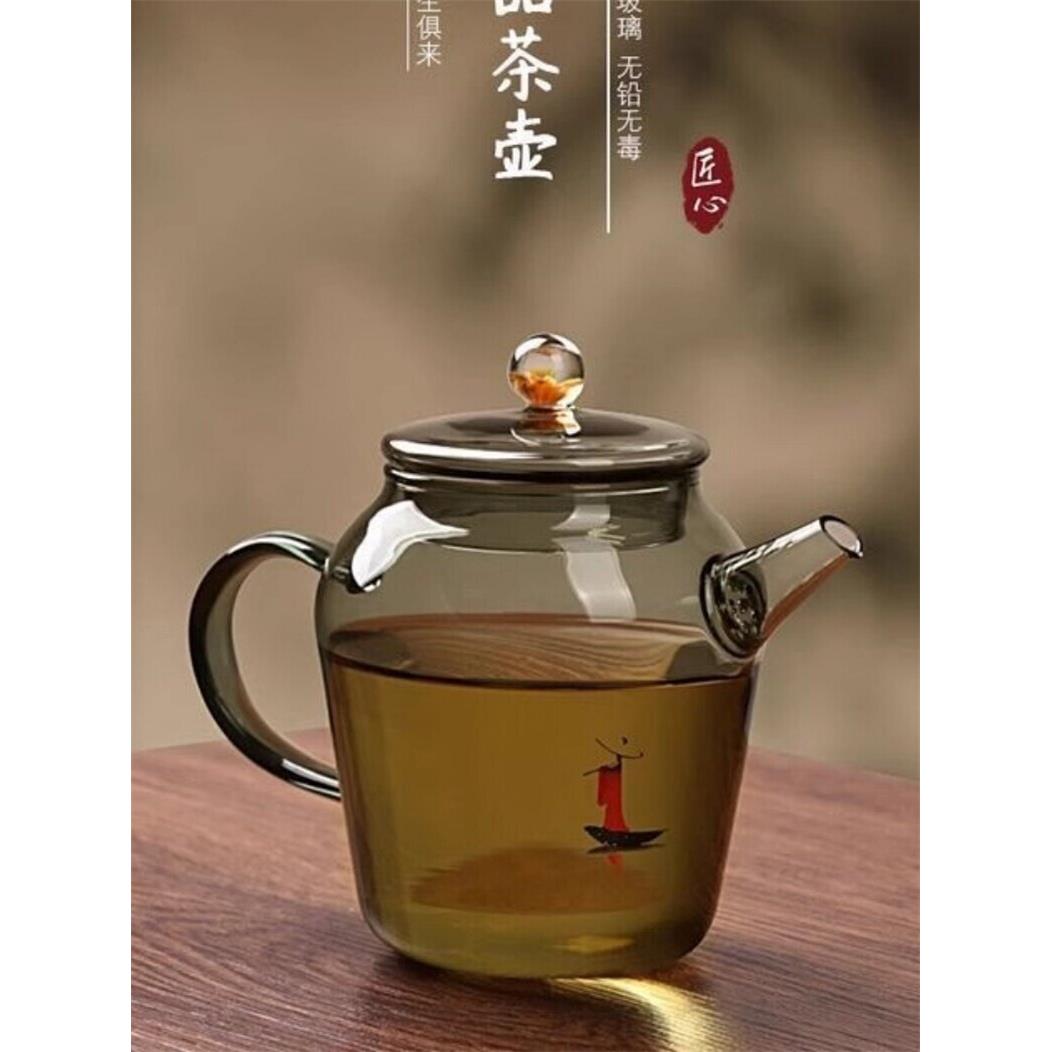 迷你一人饮小容量绿茶手工泡茶玻璃小茶壶专用泡茶壶一壶两杯茶壶