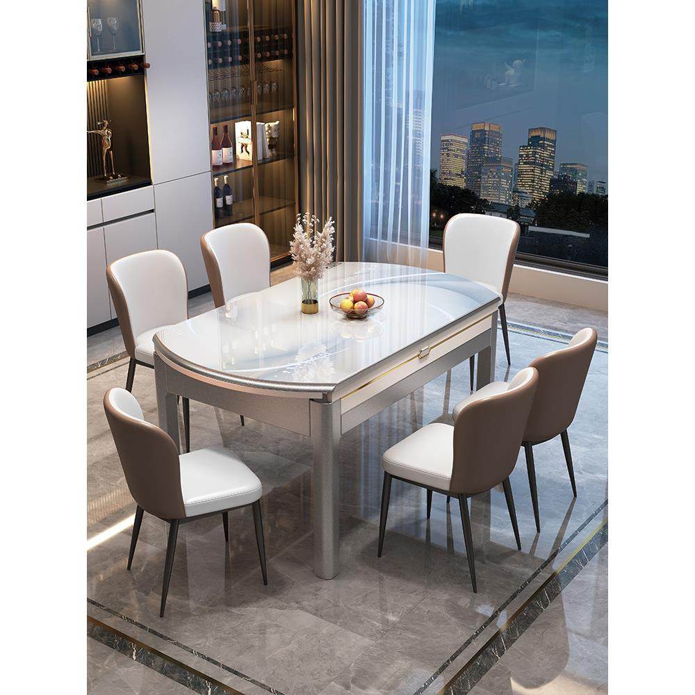 微晶石餐桌椅2025新型无障碍豪华高端小公寓家用伸缩可变圆桌餐桌,住宅家具,岩板餐桌,淘宝优惠券,粉丝福利购,淘宝优惠卷