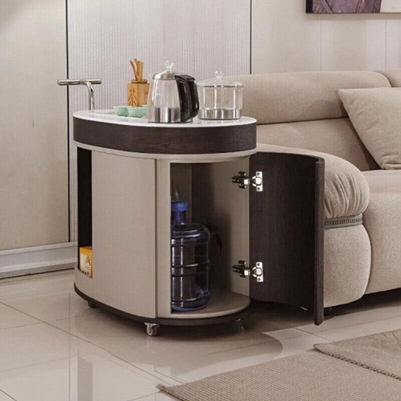 意式极简覆古茶车移动小茶台烧水壶一体微晶石小茶桌客厅家用推车