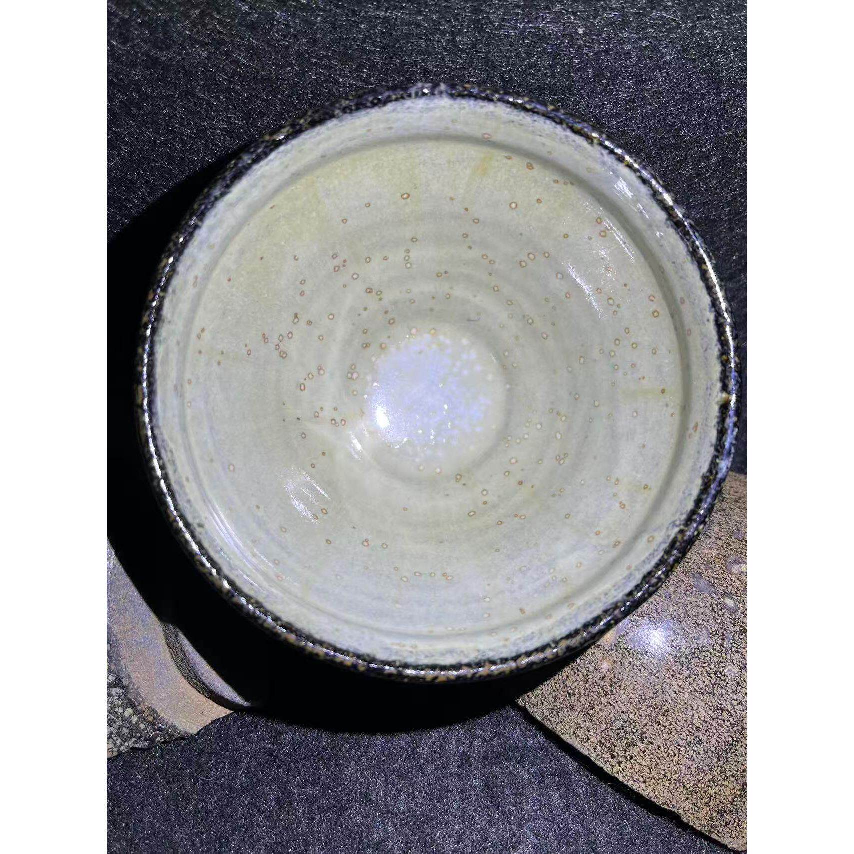 半山腰纯泥釉无添加曜变白天目建盏茶杯