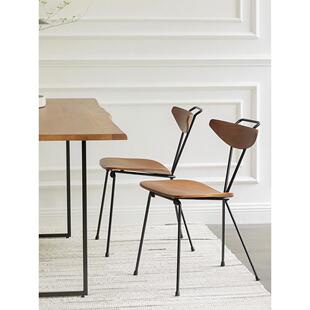 北欧餐椅铁艺loft工业风餐厅靠背休闲椅创意网红水曲柳椅「树吱」