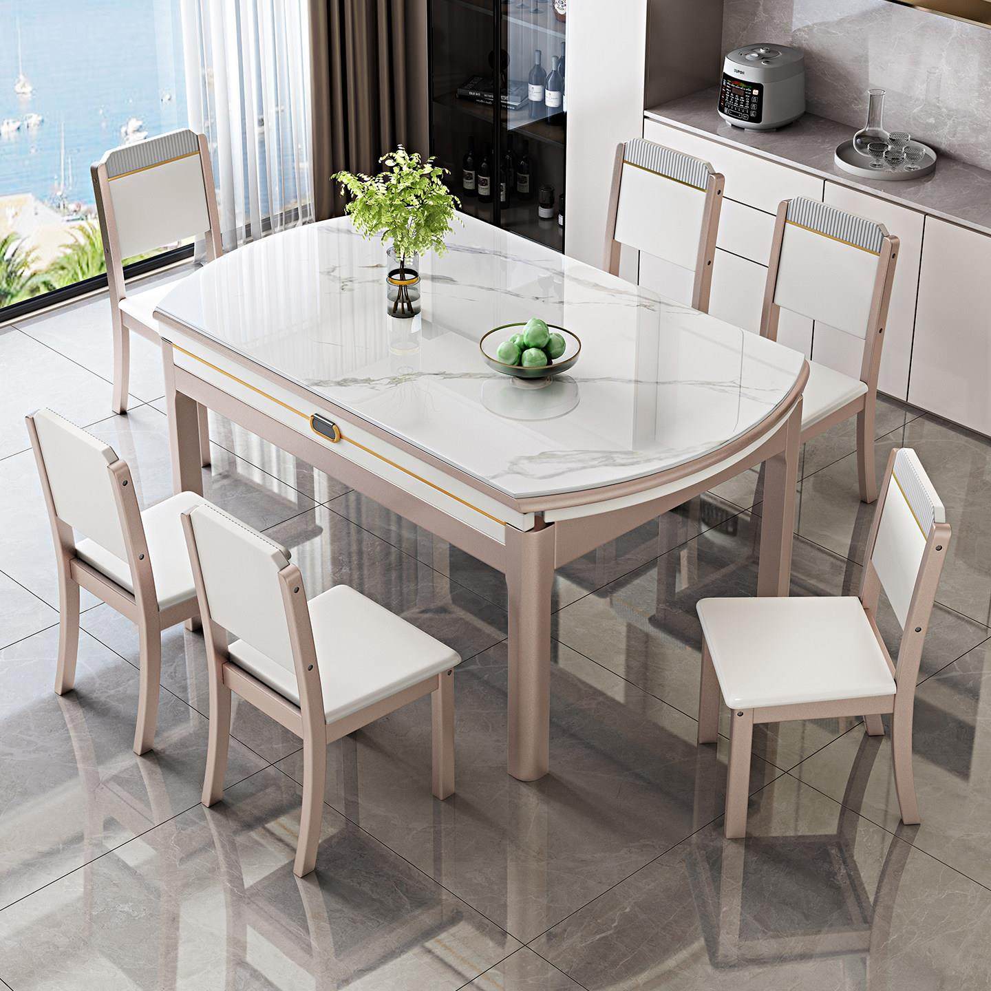 实木岩板餐桌椅2025新款家用小户型现代简约轻奢伸缩可变圆桌饭桌,住宅家具,岩板餐桌,淘宝优惠券,粉丝福利购,淘宝优惠卷