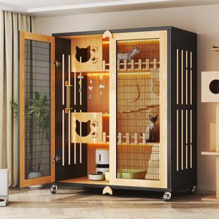 铁网猫别墅超大自由空间猫笼子四季通用通风透气猫窝猫厕一体猫柜