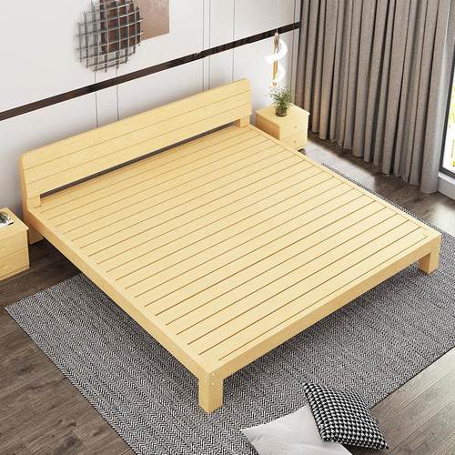 实木大床家用卧室2米2.2m2.4米加长加宽双人床现代简约无床头床架