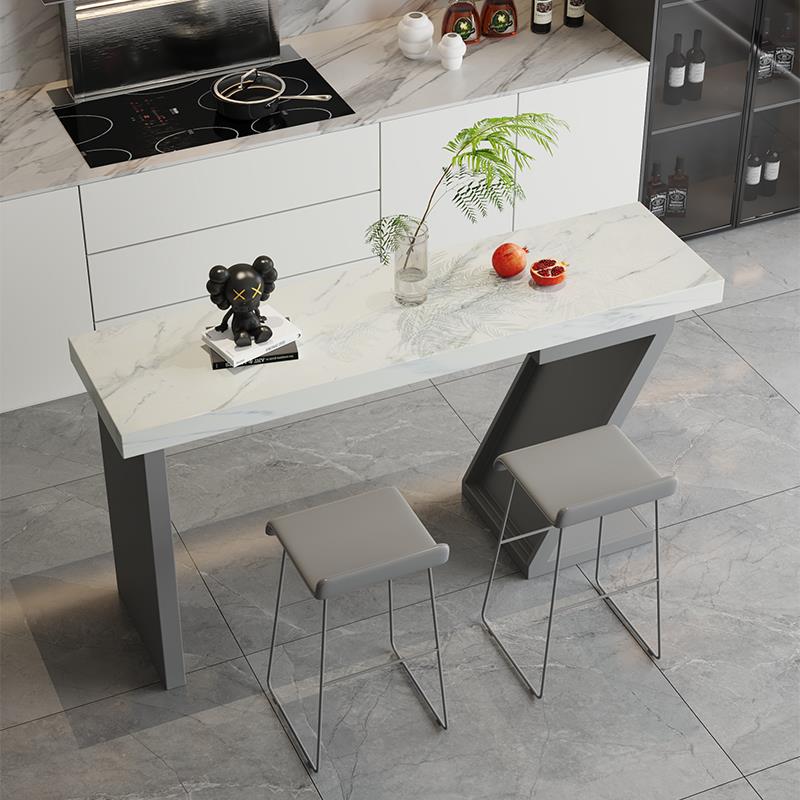 现代轻奢岩板吧台桌家用餐吧中岛台阳台客厅隔断开放式厨房一体桌