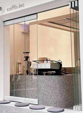 玻璃门无框折叠门铝合金咖啡店办公室阳台吊轨无下轨推拉移动门