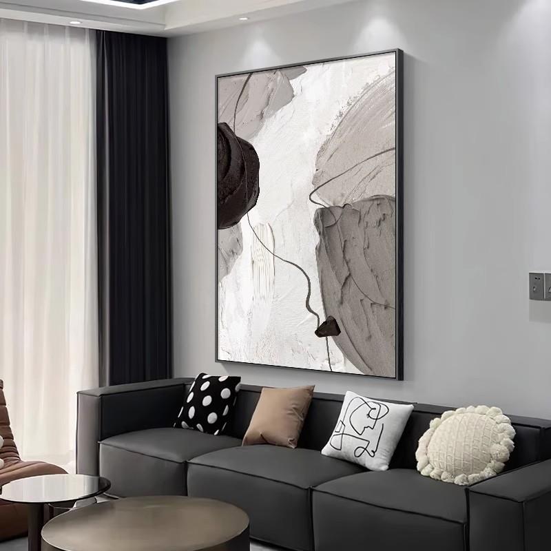 现代简约客厅装饰画黑白抽象挂画客厅高级感沙发背景大幅落地挂画