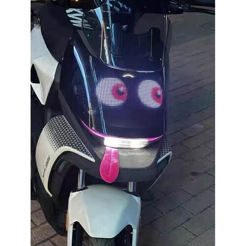摩托车前面板车贴恶魔之眼车贴车载后窗led软屏全彩蓝牙发光屏