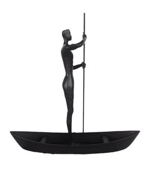 现代极简的黑色铸铁金属人物饰品创意抽象工艺办公室研究古代搁架