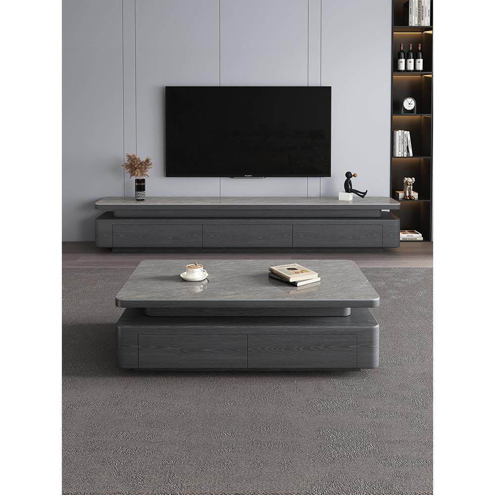 2025新款轻奢岩板茶几电视柜组合现代简约小户型意式极简客厅家用,住宅家具,茶几,淘宝优惠券,粉丝福利购,淘宝优惠卷