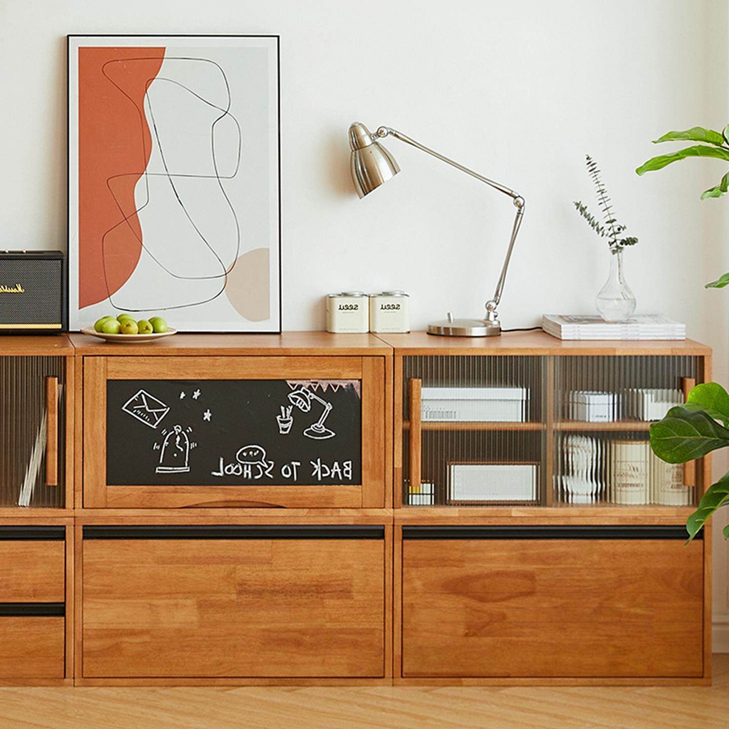 客厅组合斗柜储物收纳柜实木模块化多功能柜子出租屋卧室墙边置物