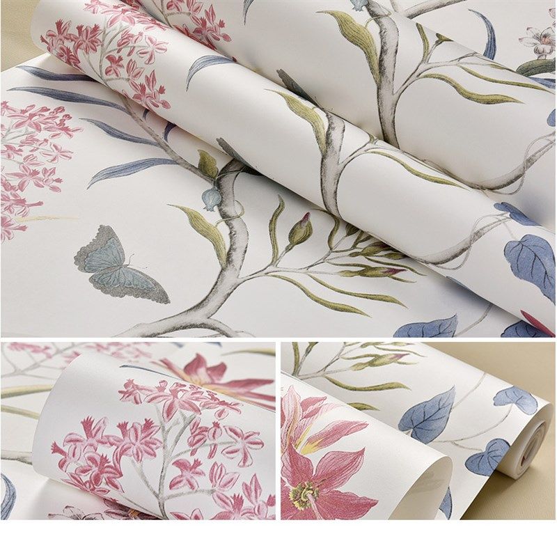 速发景式田园花鸟图案无纺布墙纸店卧室客厅背美墙院美甲 壁纸