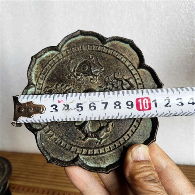 速发古玩铜器杂项收藏仿古纯铜四大神兽葵花铜镜包浆老道家居