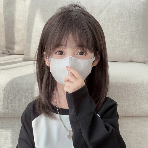 速发儿童假发孩 全真人空气刘海中长款锁骨发用假仿发全头套式