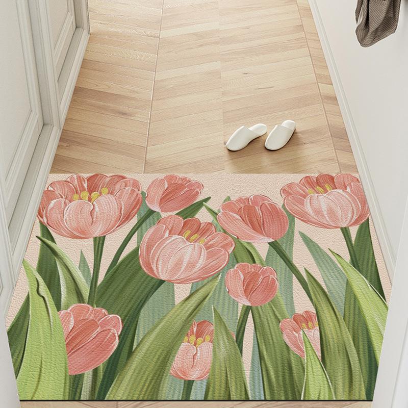 郁金香入户地垫家用门口防滑脚垫玄关进门耐磨可擦免洗皮革地垫