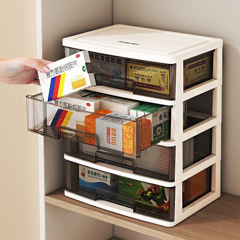 藥箱家庭裝分格藥品收納盒抽屜式