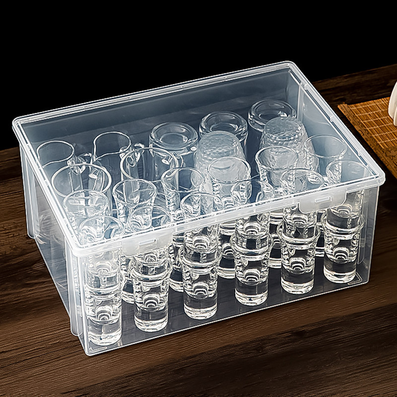 白酒杯收纳盒桌面杂物分酒器带盖防尘塑料储物箱多功能透明整理盒,收纳整理,桌面收纳盒,淘宝优惠券,粉丝福利购,淘宝优惠卷