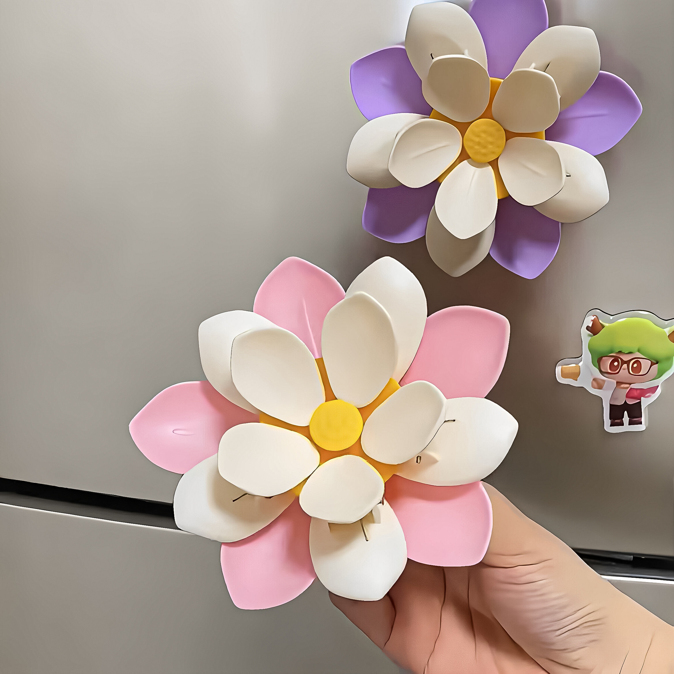 正家荷花双层磁吸封口夹家用厨房包装袋防潮湿密封夹子创意冰箱贴