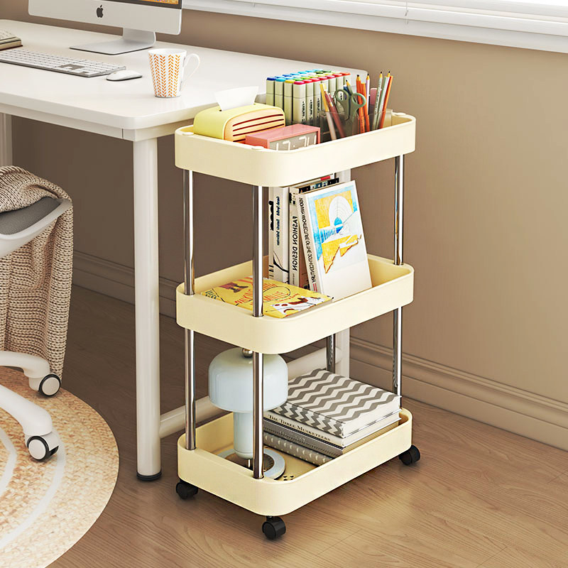 桌边置物架带轮可移动书本落地架