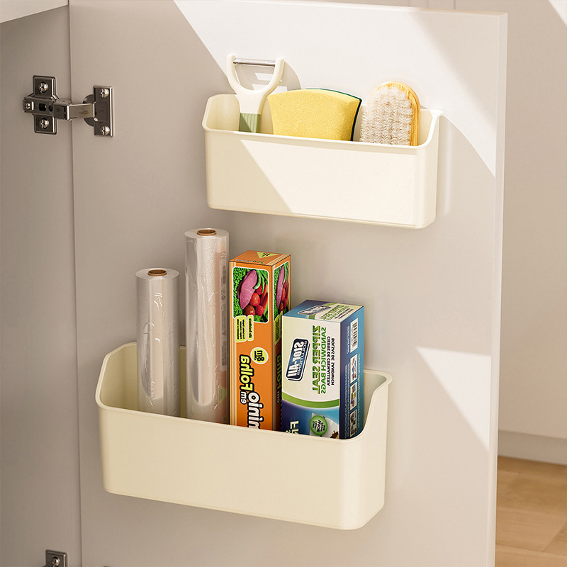 厨房柜门收纳盒壁挂免打孔橱柜内保鲜膜挂架浴室卫生间冰箱置物架,收纳整理,整理架/置物架/收纳架,淘宝优惠券,粉丝福利购,淘宝优惠卷