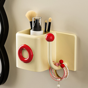 正家梳子置物架卫生间免打孔首饰发圈发箍头绳挂钩浴室壁挂收纳筒