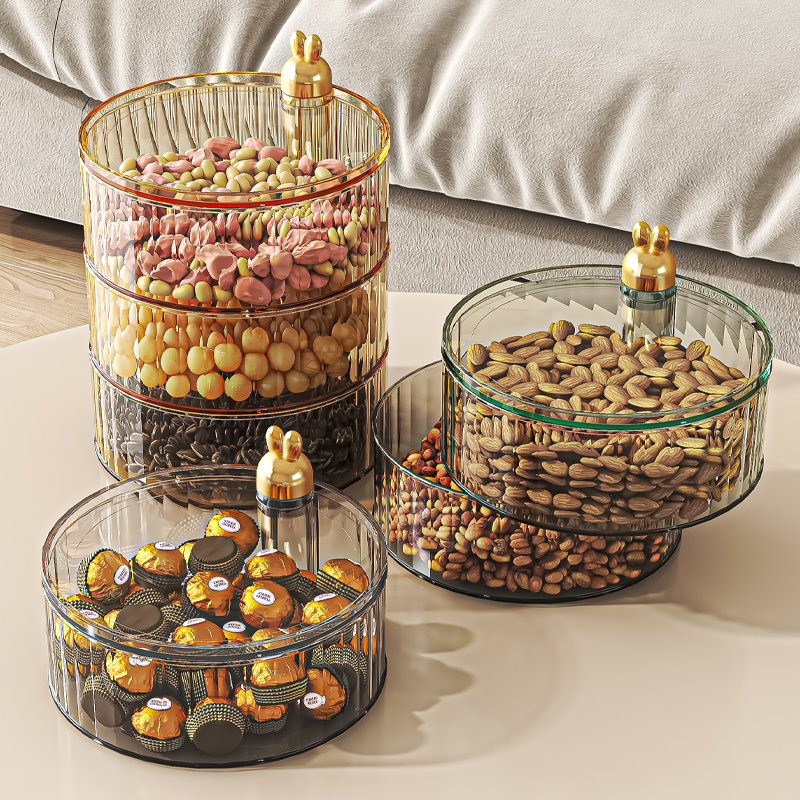 轻奢多层客厅茶几旋转果盘糖果盘