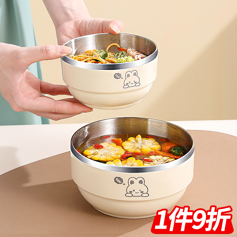 304不锈钢儿童吃饭碗双层防烫
