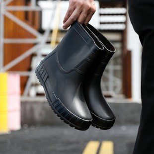 男胶鞋 套鞋 雨鞋 中筒防滑防水雨靴水鞋 钓鱼鞋 S洗车工作鞋