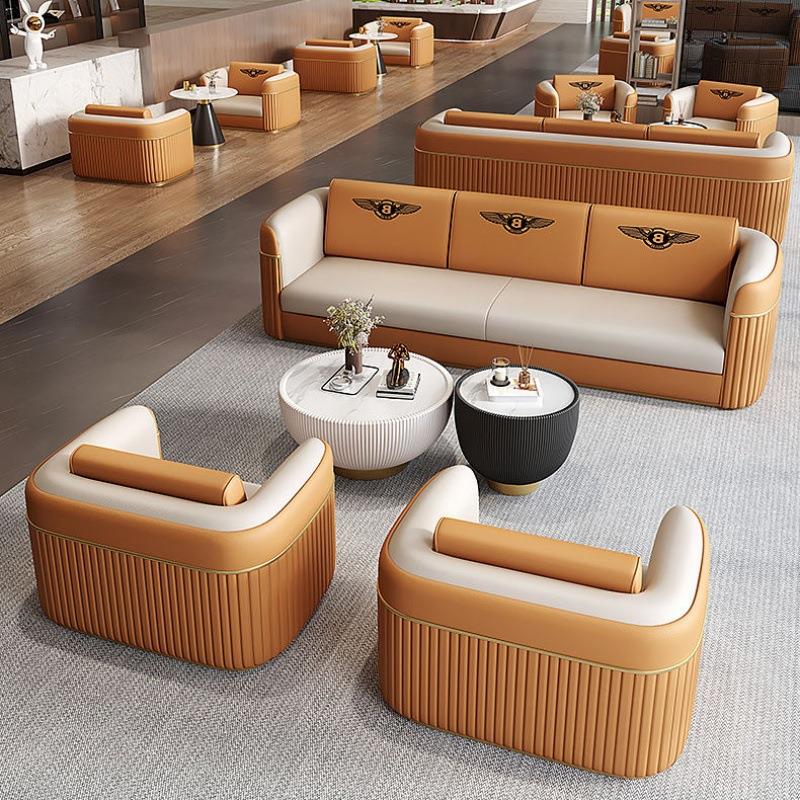 轻奢商务会所客厅酒店大堂接待沙发办公室会客桌椅沙发组合简约
