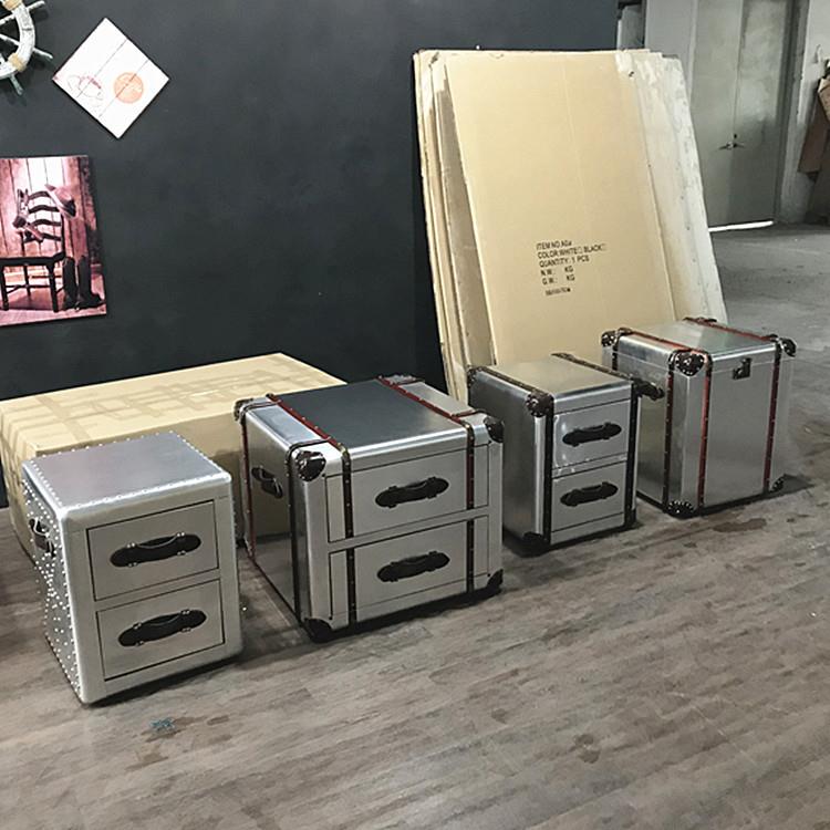 做旧客厅复古储物沙发角几柜个性创意金属铝皮箱子家用工业风家具