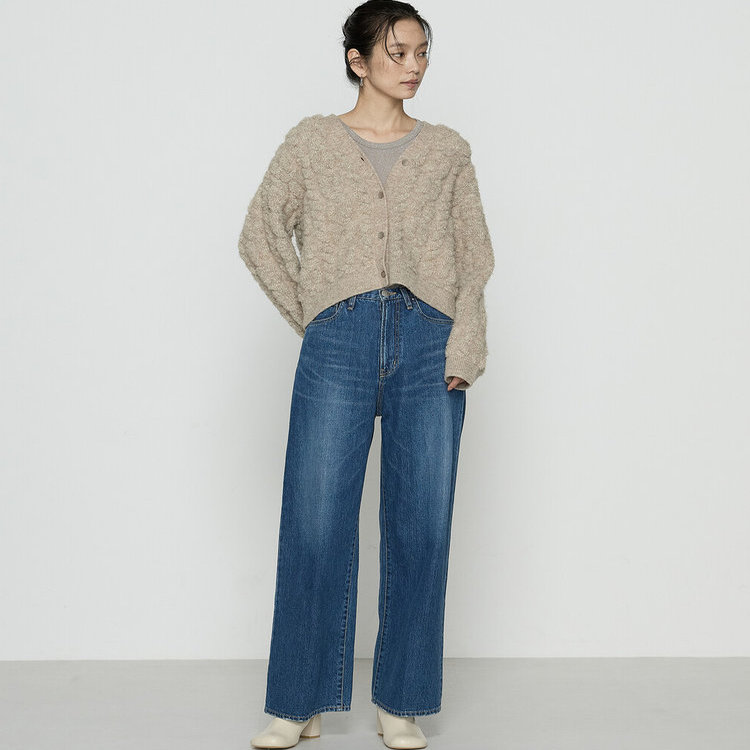 莎迪蕊原创设计女装2025宽松毛衣开衫女秋冬慵懒风米色针织外套