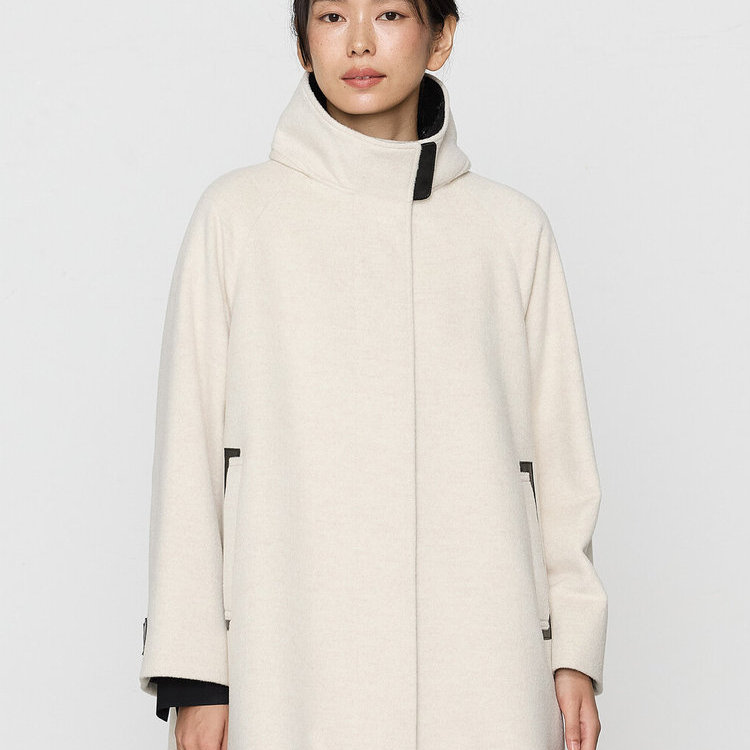 莎迪蕊原创设计女装2025宽松羊绒大衣女秋冬高级感米白通勤