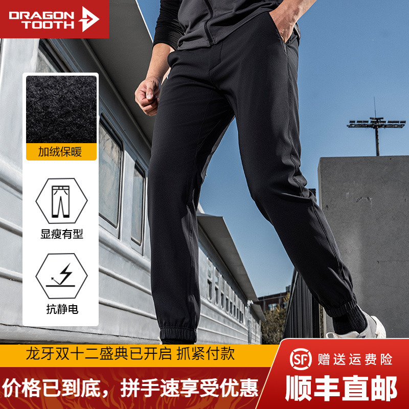 【龙牙】隐之游骑轻量保暖束脚裤加厚加绒休闲裤百搭大码男款黑裤