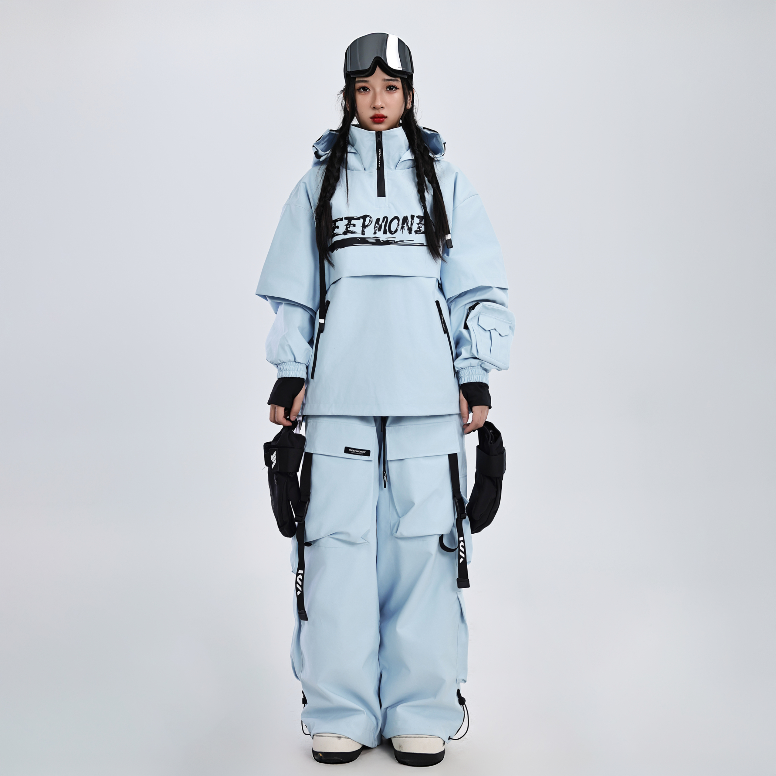 KEEPMOENY水蓝美式滑雪服套装
