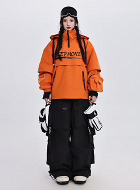 KEEPMONEY罗马橙美式滑雪服男女单板户外防水加厚雪服滑雪衣雪裤