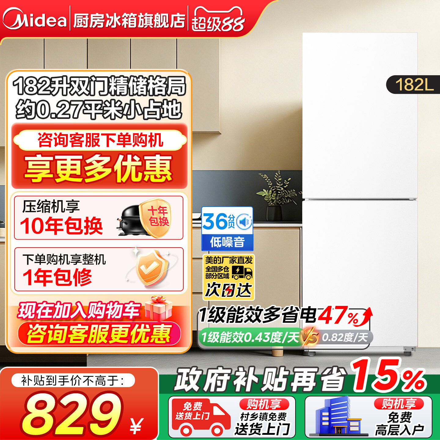 美的191两门小型宿舍租房图片